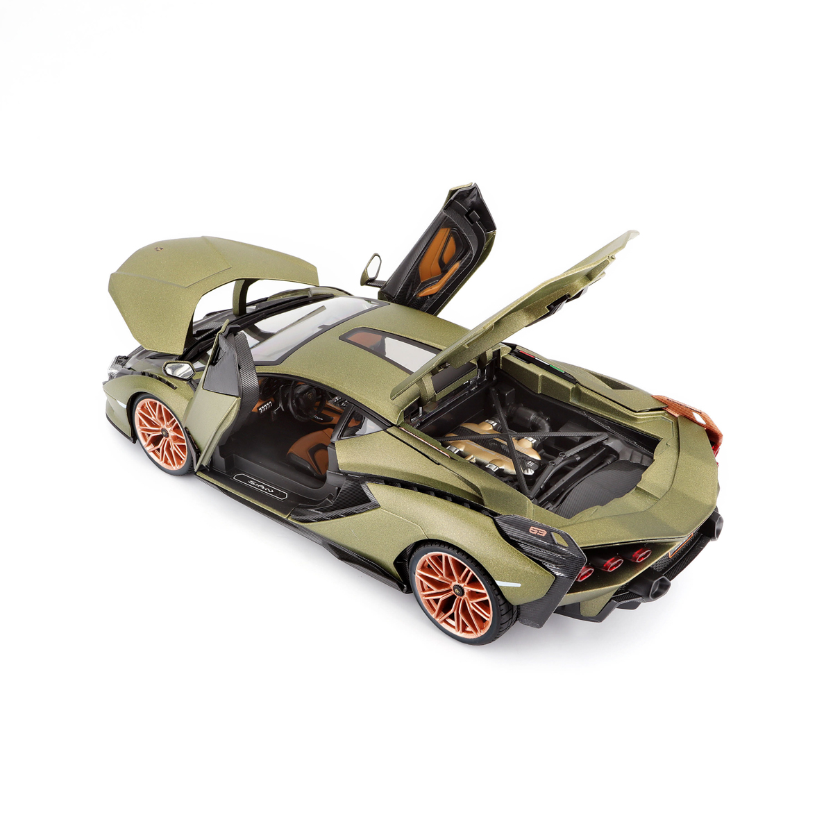 Bburago - Auta HOBBY, Lamborghini Sián FKP 37, matná zelená metalíza, 1:18