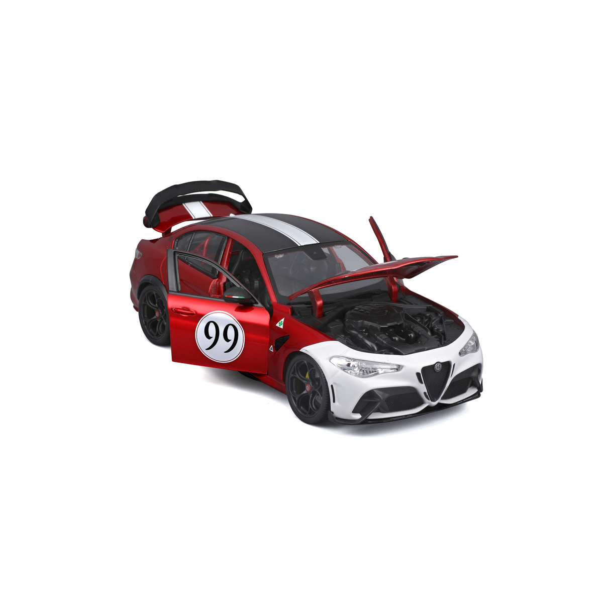 Bburago - Auta HOBBY, Alfa Romeo Giulia GTAm, červeno-bílá metalíza, 1:18