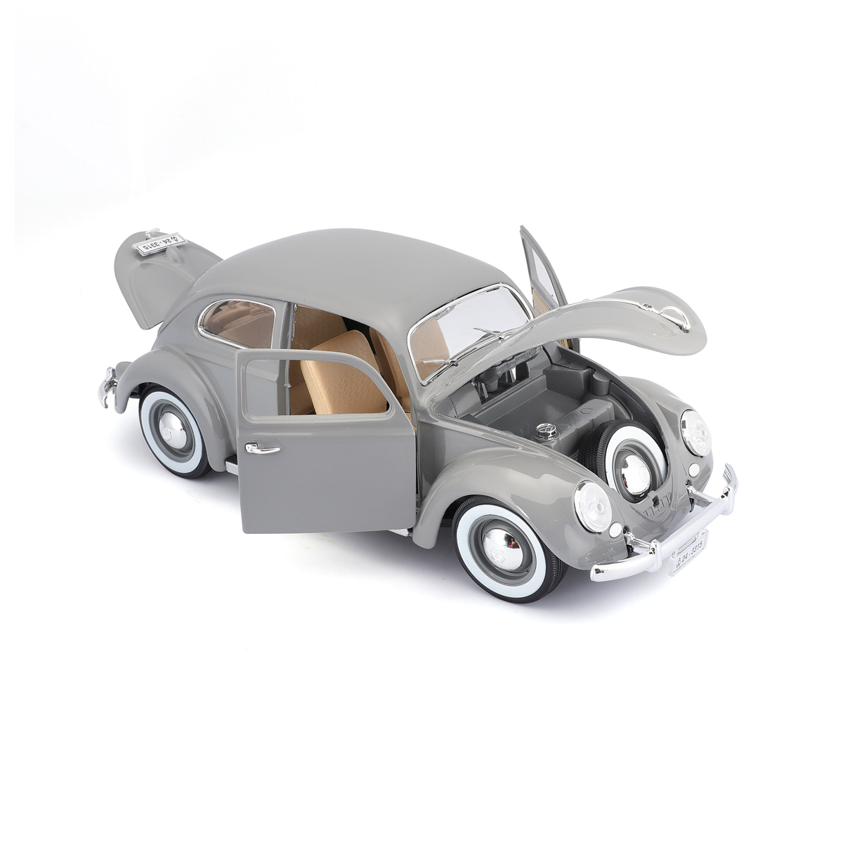 Bburago - Auta HOBBY- Volkswagen Käfer Beetle 1955, šedá, 1:18