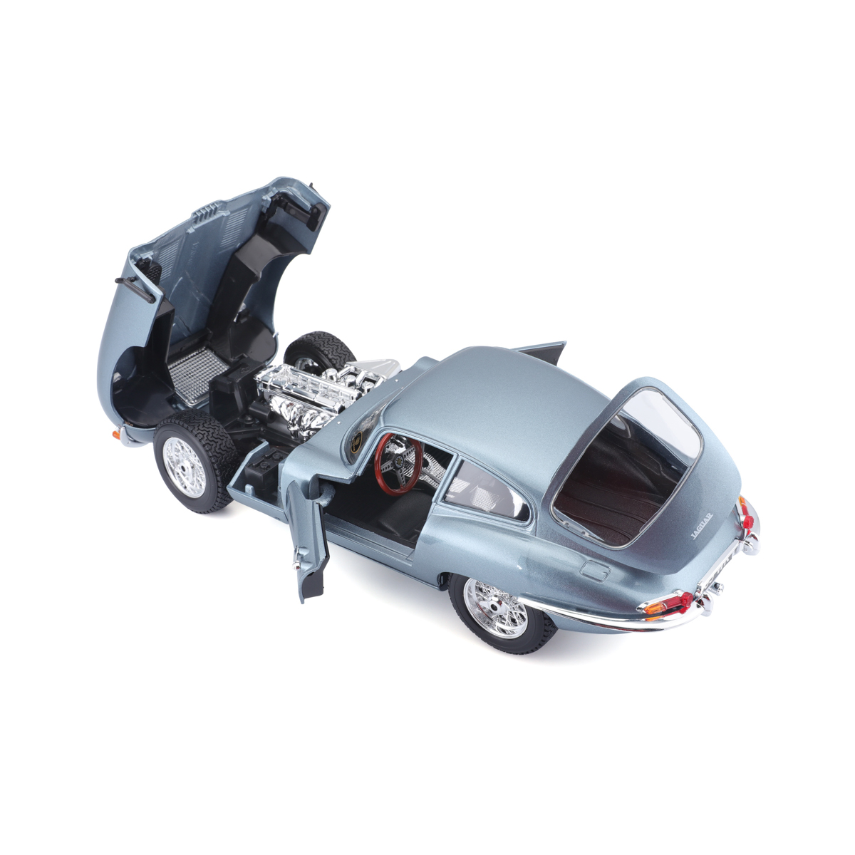 Bburago - Auta HOBBY- Jaguar E-type Coupe, metalic modrá, 1:18