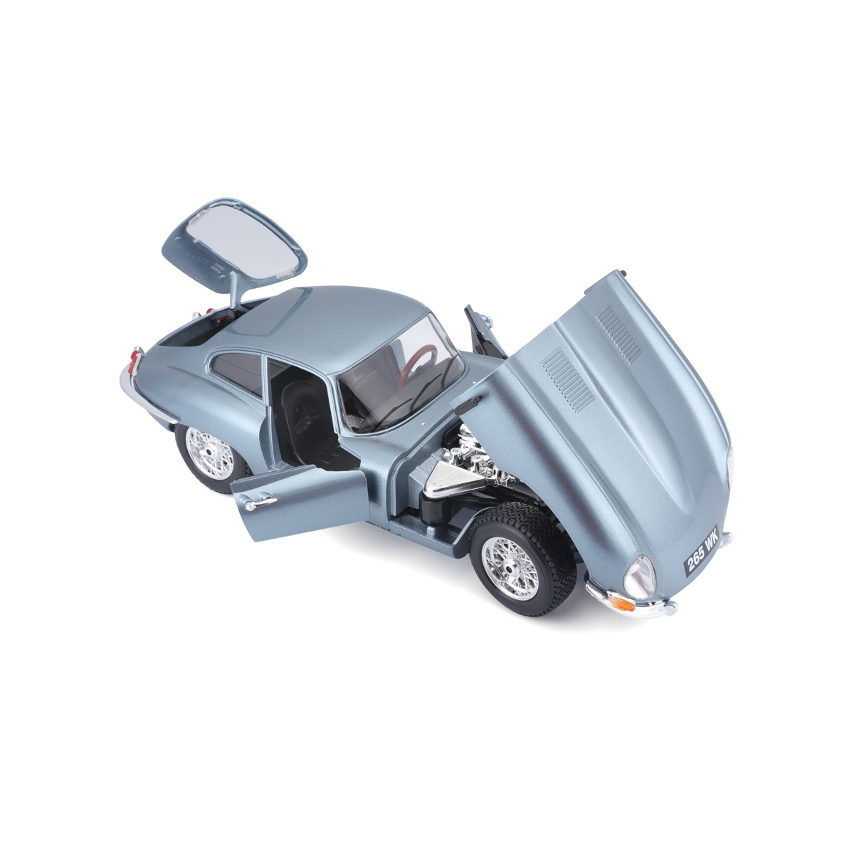 Bburago - Auta HOBBY- Jaguar E-type Coupe, metalic modrá, 1:18