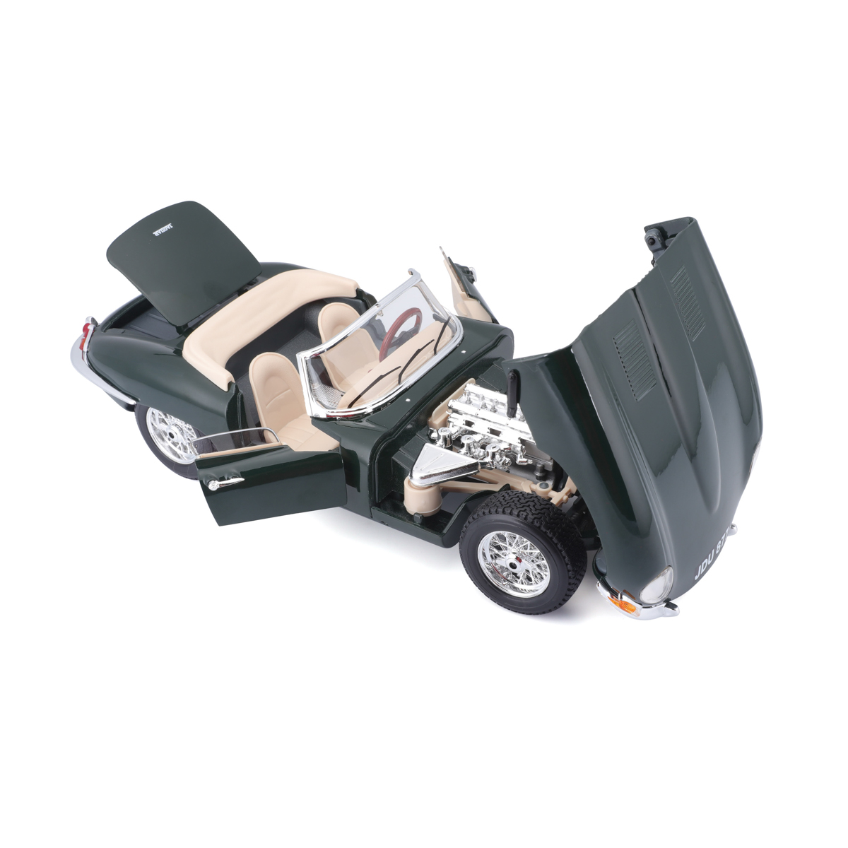 Bburago - Auta HOBBY- Jaguar E-type Cabriolet, zelená, 1:18