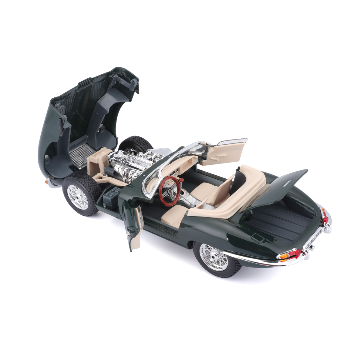Bburago - Auta HOBBY- Jaguar E-type Cabriolet, zelená, 1:18