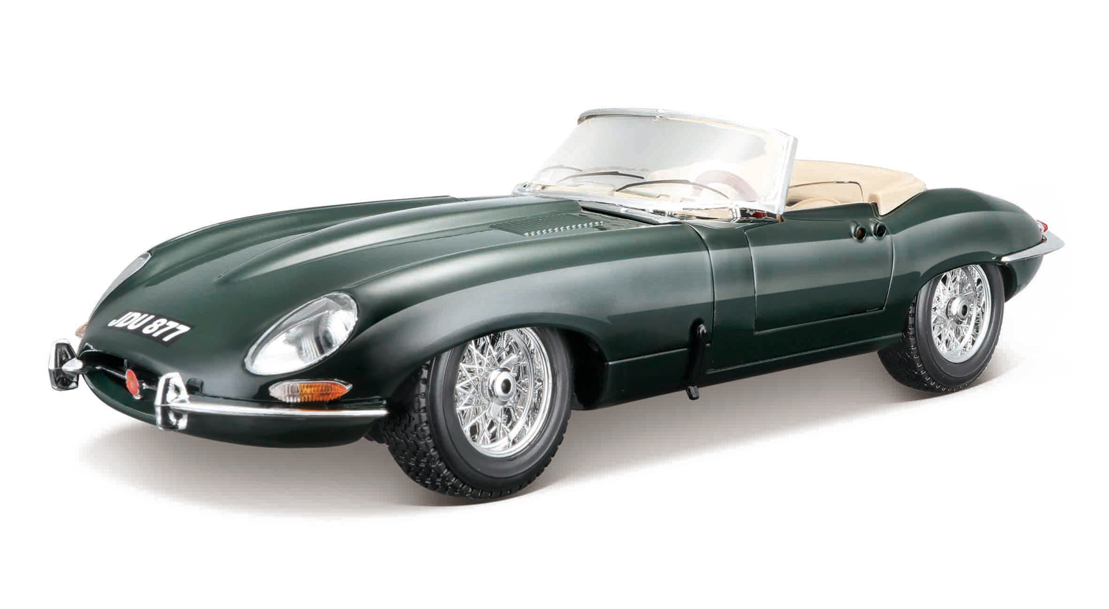 Bburago - Auta HOBBY- Jaguar E-type Cabriolet, zelená, 1:18
