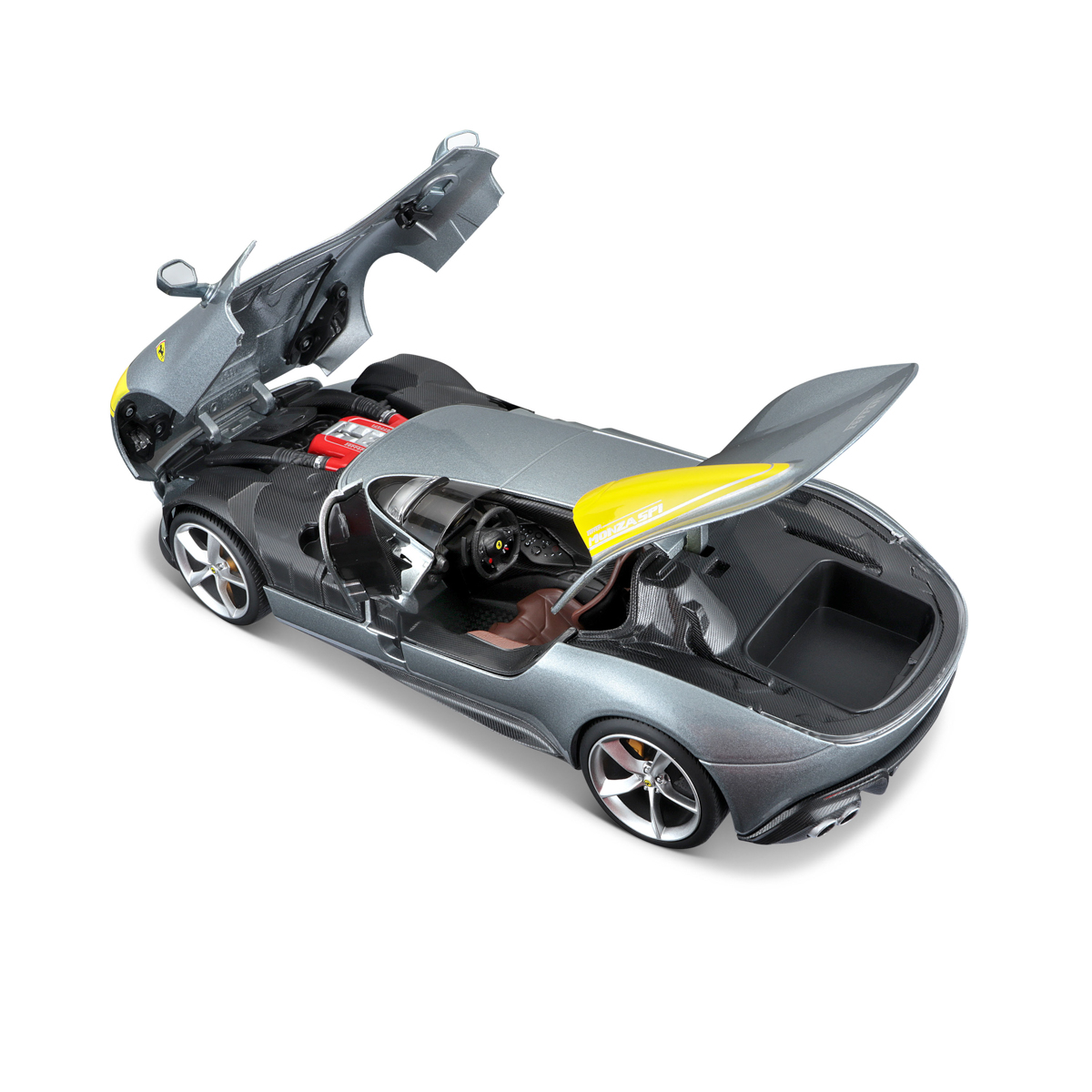 Bburago - RACE+PLAY, Ferrari Monza SP1, stříbrná, 1:18