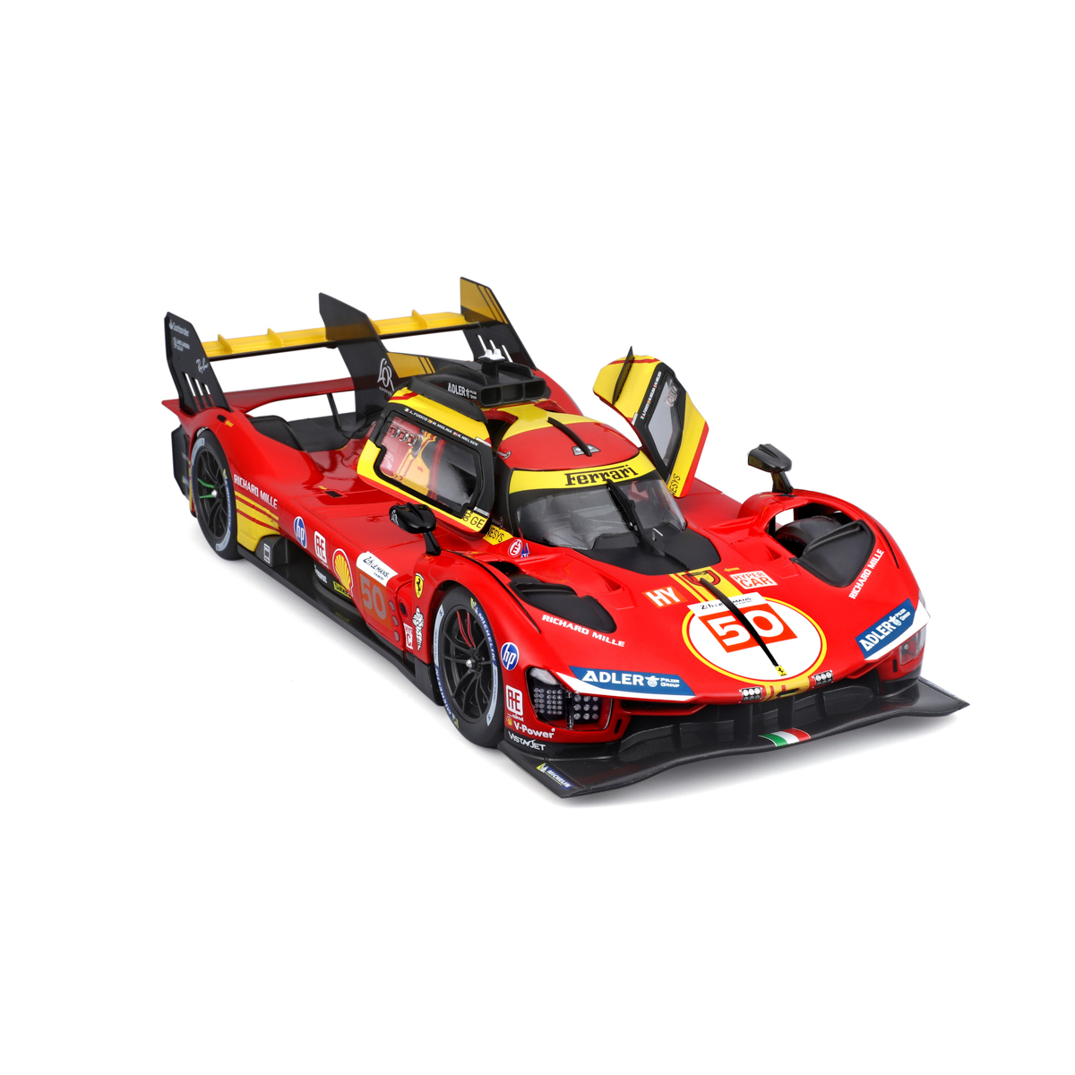 Bburago - RACING, FERRARI 499P, 24H LE MANS CHAMPION 2024, červená, 1:18