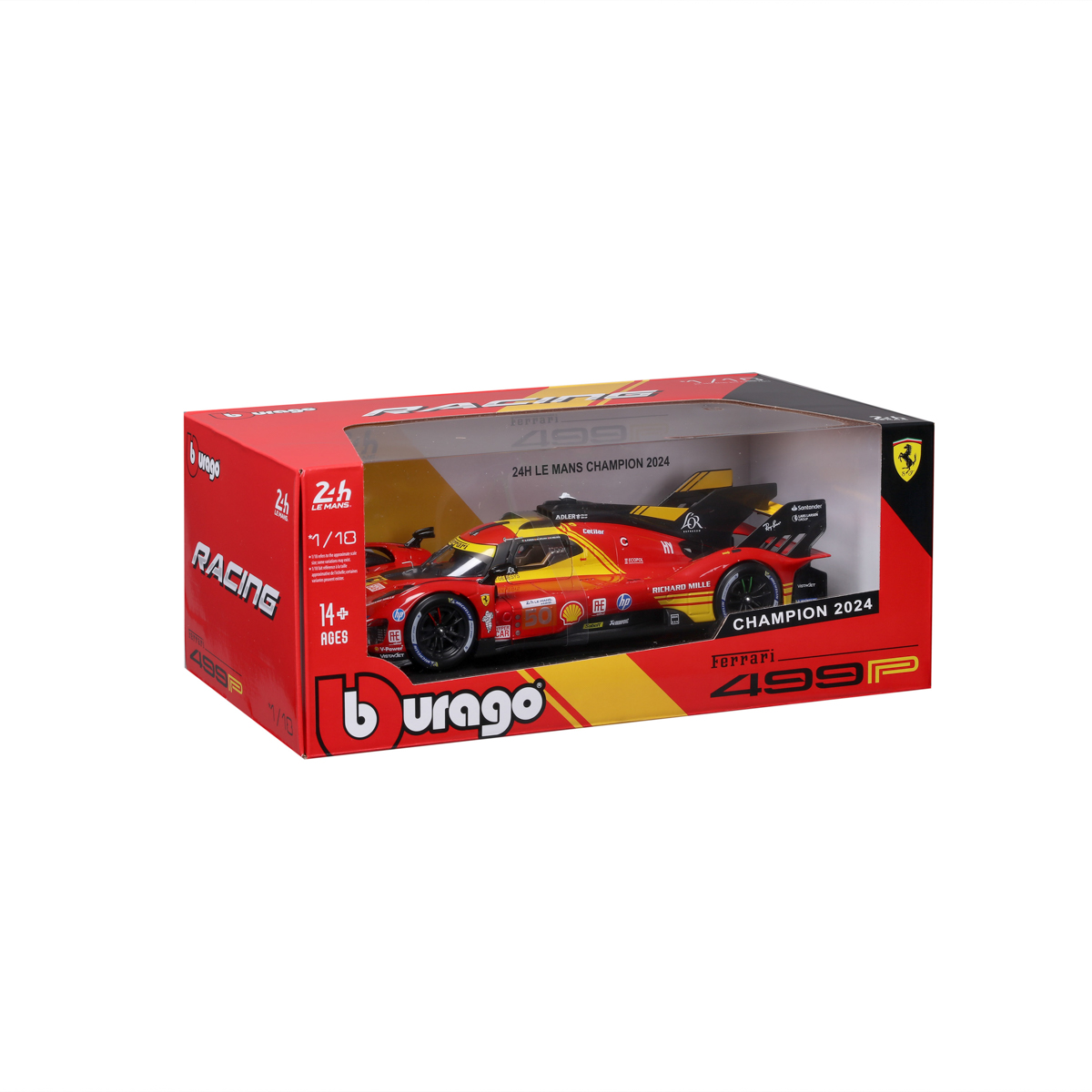 Bburago - RACING, FERRARI 499P, 24H LE MANS CHAMPION 2024, červená, 1:18