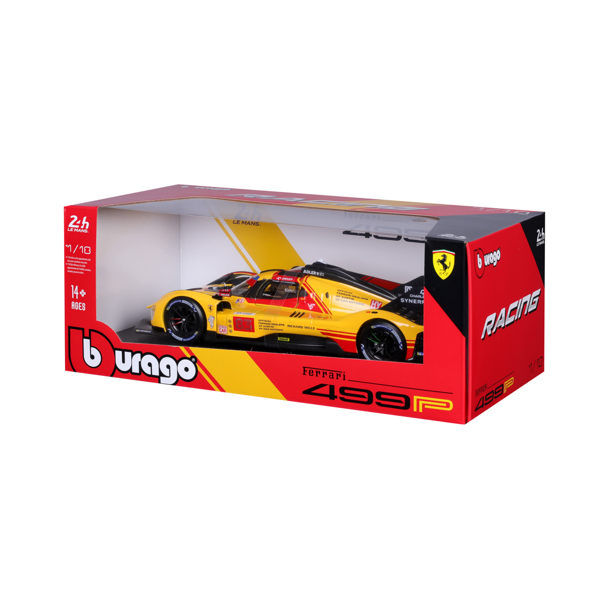 Bburago - RACING, FERRARI 499P, žlutá, 1:18