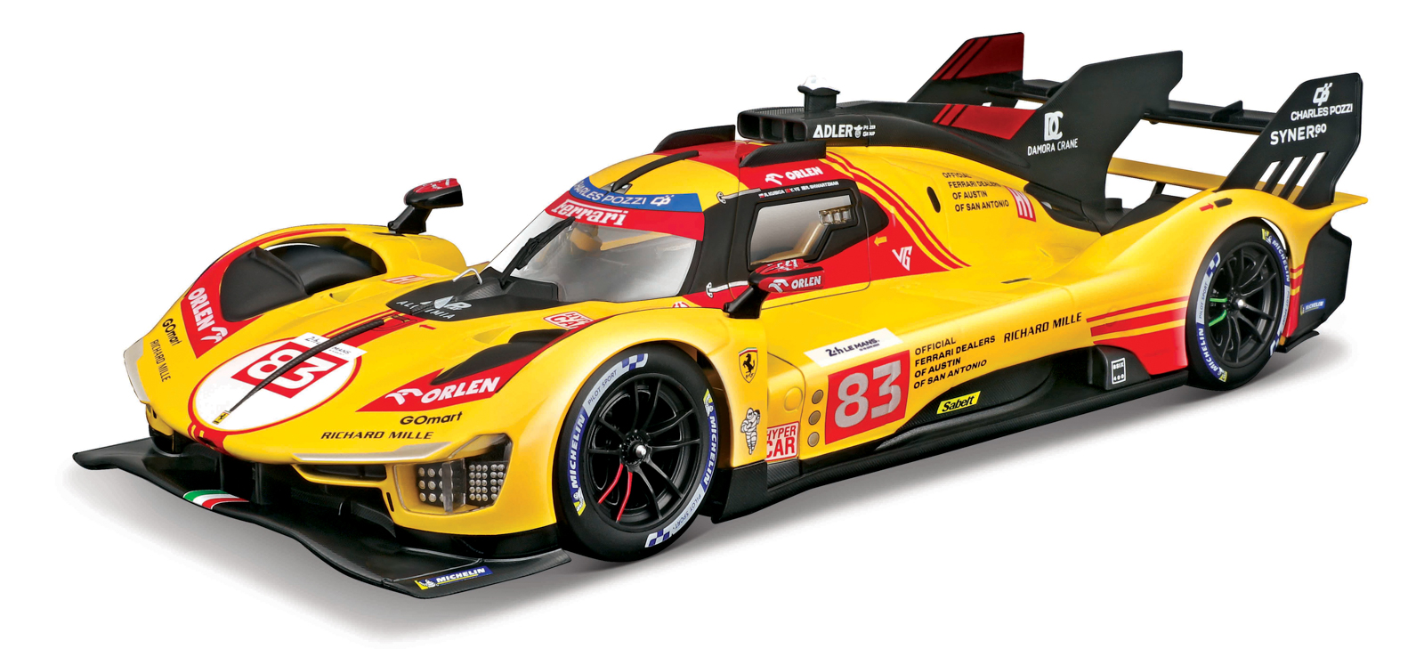 Bburago - RACING, FERRARI 499P, žlutá, 1:18
