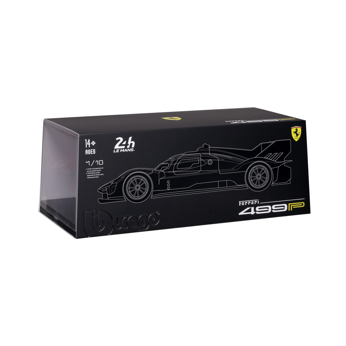 Bburago - RACING, Ferrari 499P - 24H Le Mans Champion 2024 v dekorativním boxu, 1:18