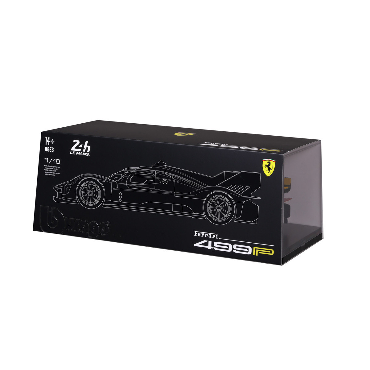 Bburago - RACING, Ferrari 499P - 24H Le Mans Champion 2024 v dekorativním boxu, 1:18