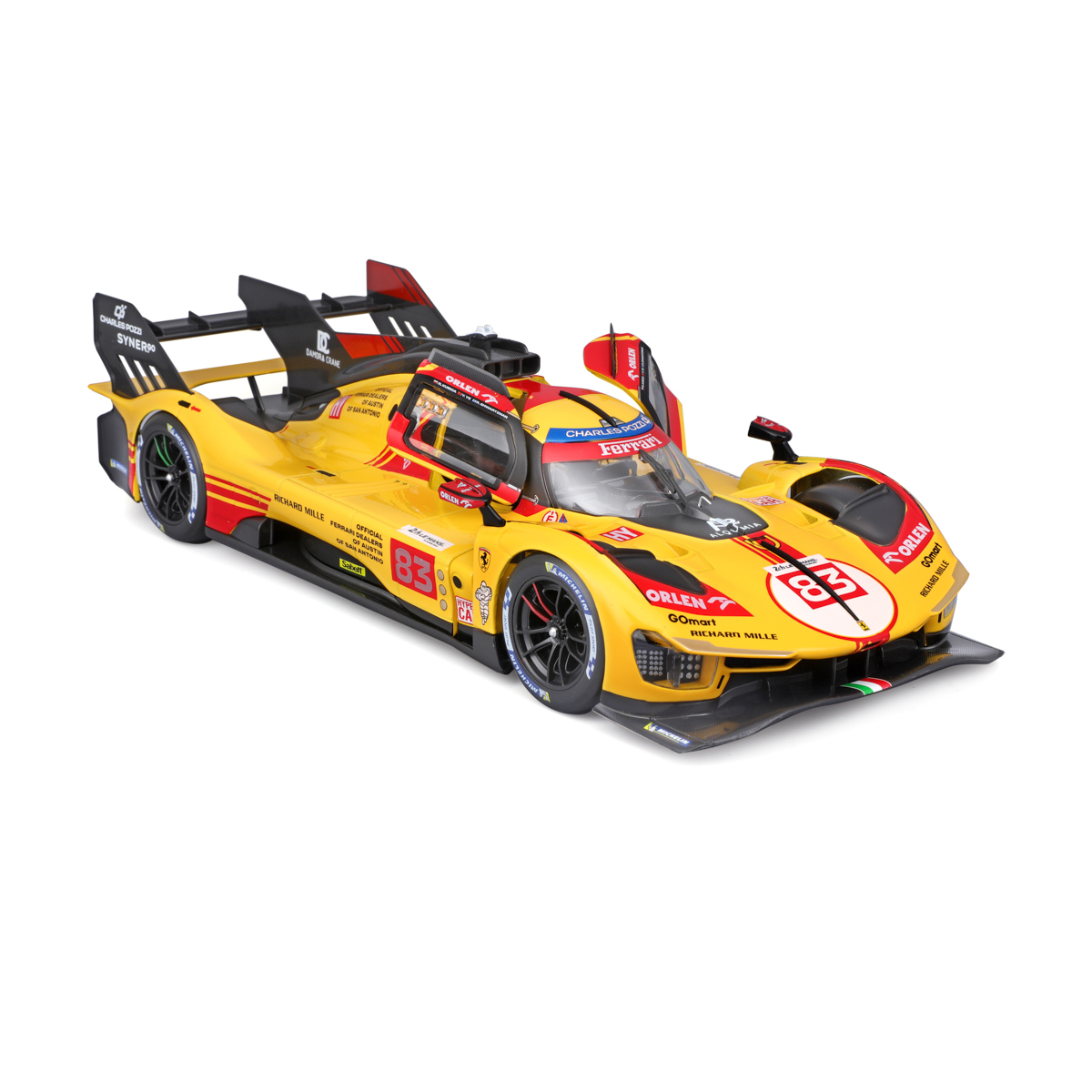 Bburago - RACING, Ferrari 499P - 24H Le Mans 2024 v dekorativním boxu, 1:18