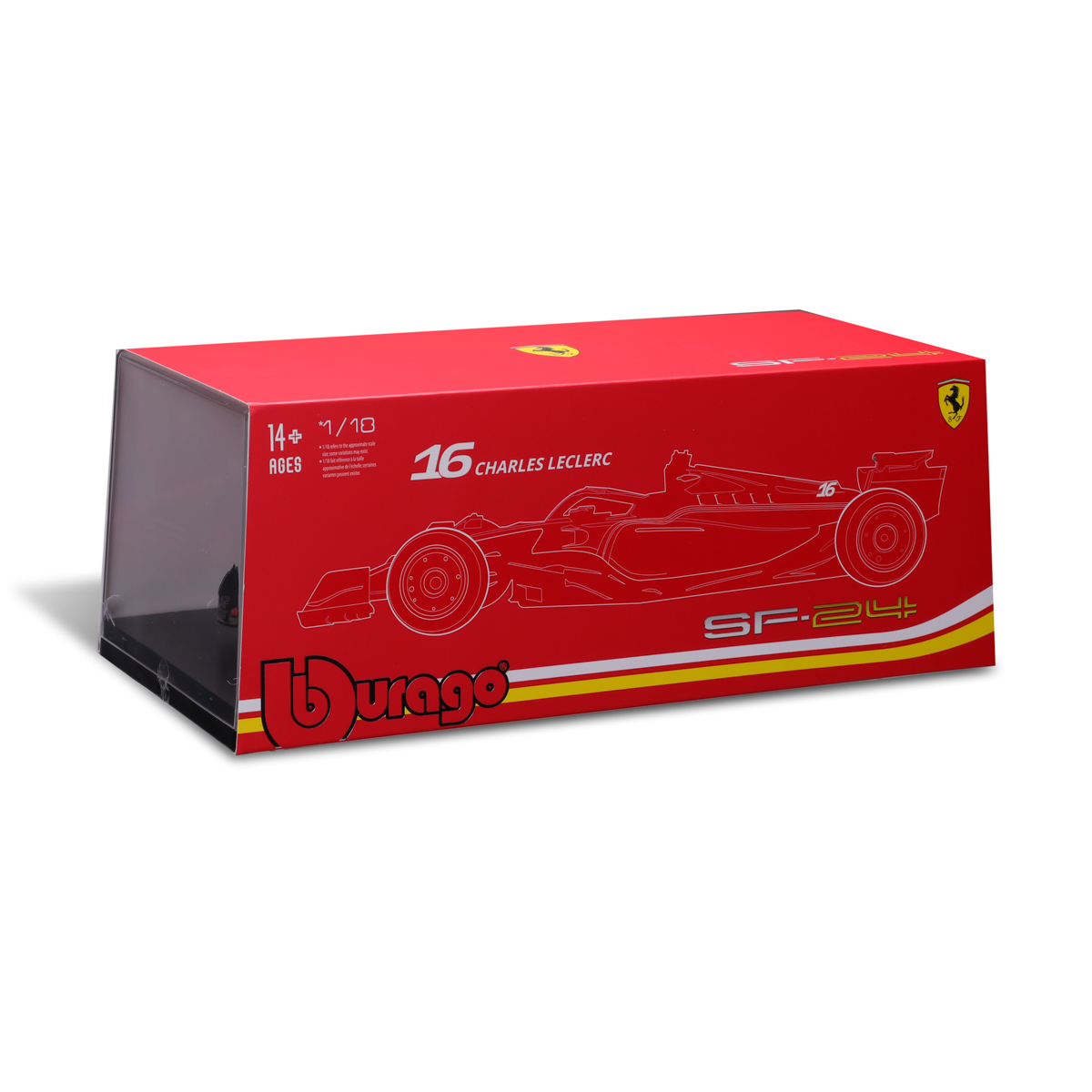 Bburago - FORMULA RACING, Ferrari SF-24 (2024) v dekorativním boxu, #16 Charles Leclerc, 1:18