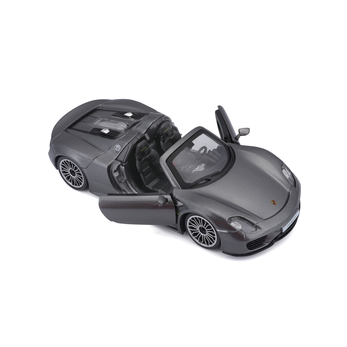Bburago - Auta HOBBY, Porsche 918 Spyder, šedá metalíza, 1:24