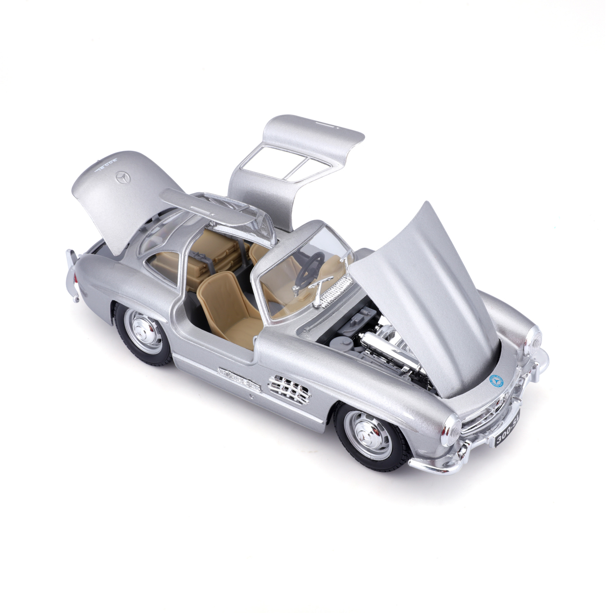 Bburago - Auta HOBBY, Mercedes-Benz 300 SL (1954), stříbrná, 1:24