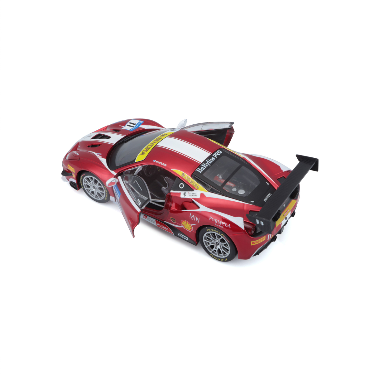 Bburago - RACING, Ferrari 488 Challenge (Formula racing 2017), tmavě červená, 1:24