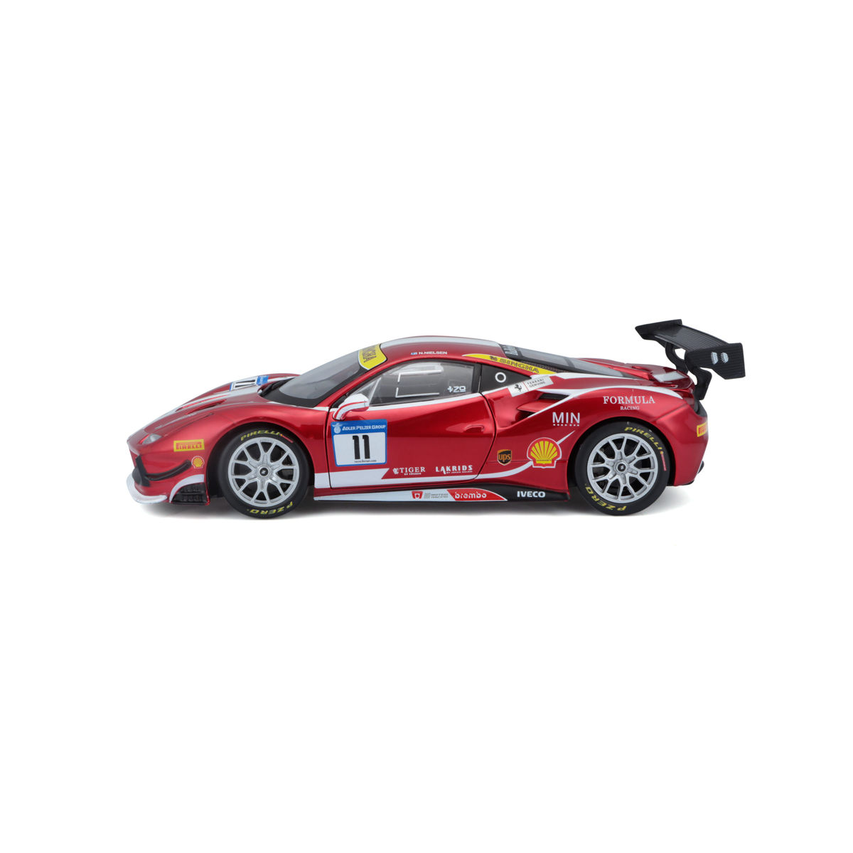 Bburago - RACING, Ferrari 488 Challenge (Formula racing 2017), tmavě červená, 1:24
