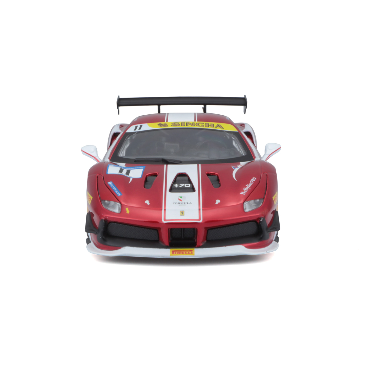 Bburago - RACING, Ferrari 488 Challenge (Formula racing 2017), tmavě červená, 1:24
