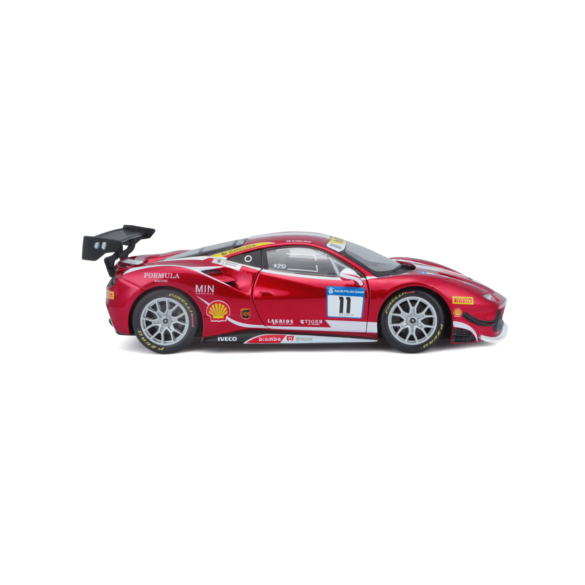 Bburago - RACING, Ferrari 488 Challenge (Formula racing 2017), tmavě červená, 1:24