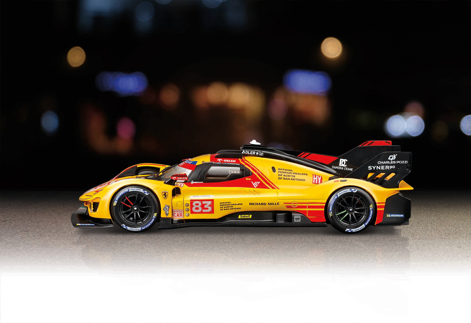 Bburago - RACING, Ferrari 499P - 24h Le Mans Livery 2024, žlutá, 1:24