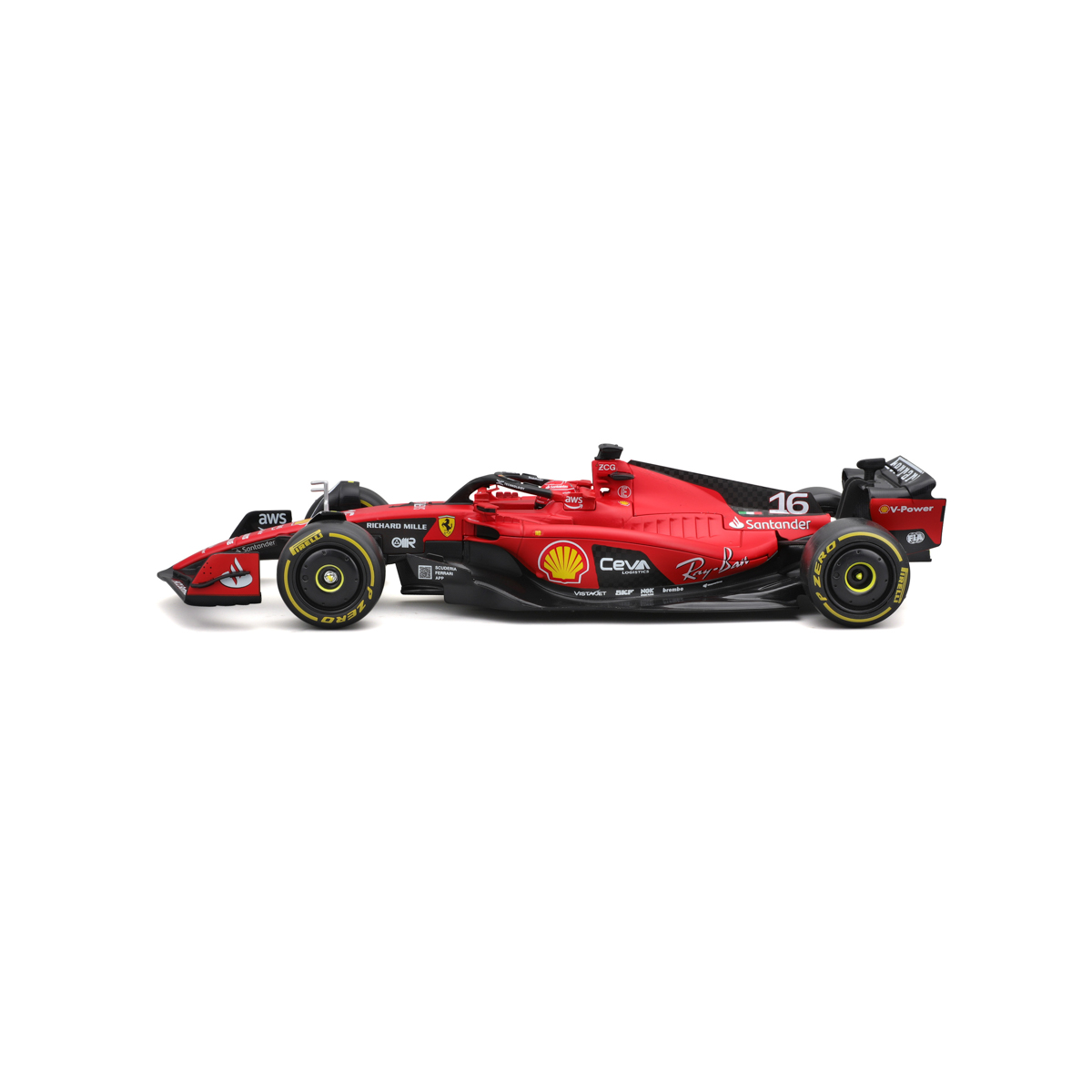 Bburago - FORMULA RACING, Ferrari SF-23 (2023) v dekorativním boxu, 16# Charles Leclerc, 1:24