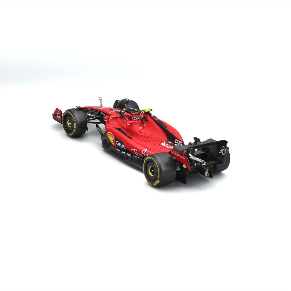 Bburago - FORMULA RACING, Ferrari SF-23 (2023) v dekorativním boxu, #55 Carlos Sainz, 1:24