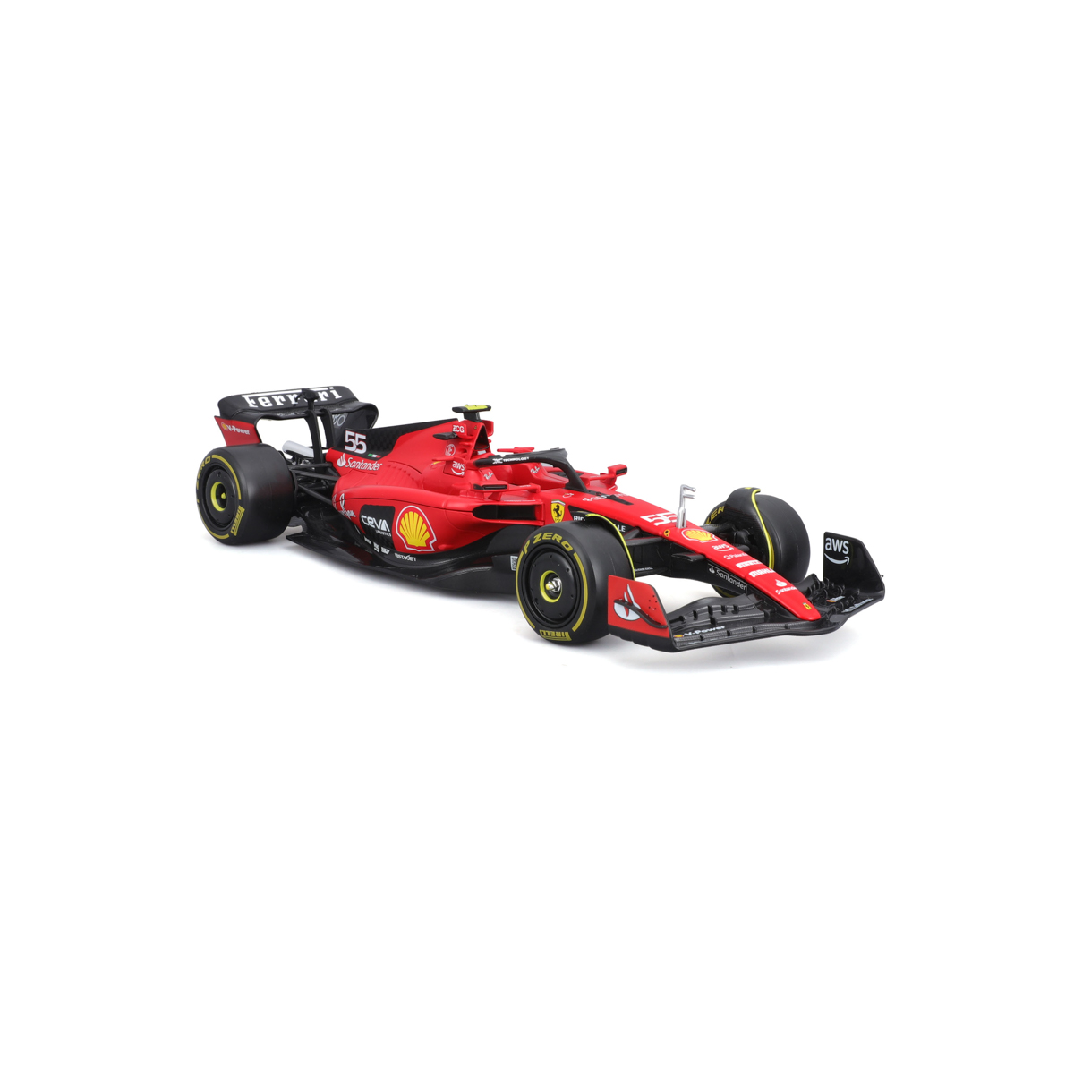 Bburago - FORMULA RACING, F1 Ferrari SF-23 (2023) s figurkou jezdce, #55 Carlos Sainz, 1:24