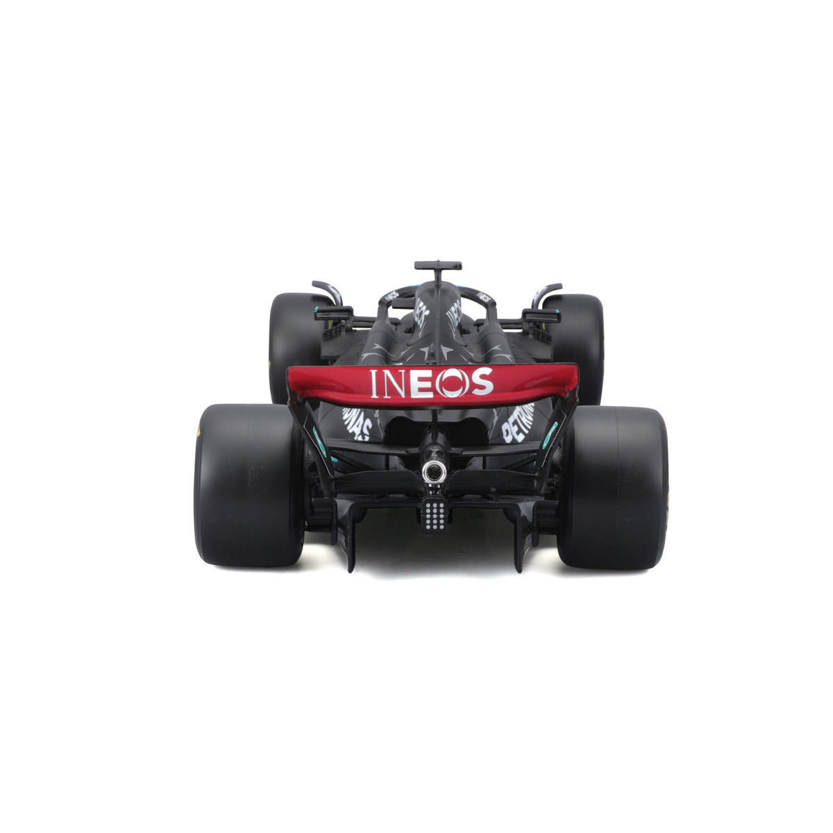Bburago - RACE F1 v dekorativním boxu, Mercedes-AMG Petronas W14 E (2023), #63 George Russell, 1:24