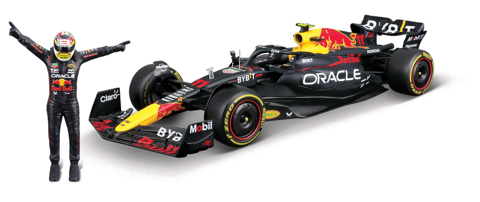 Bburago - RACE Formule F1 s figurkou jezdce, Oracle Red Bull Racing RB19 (2023), 11# Peréz, 1:24