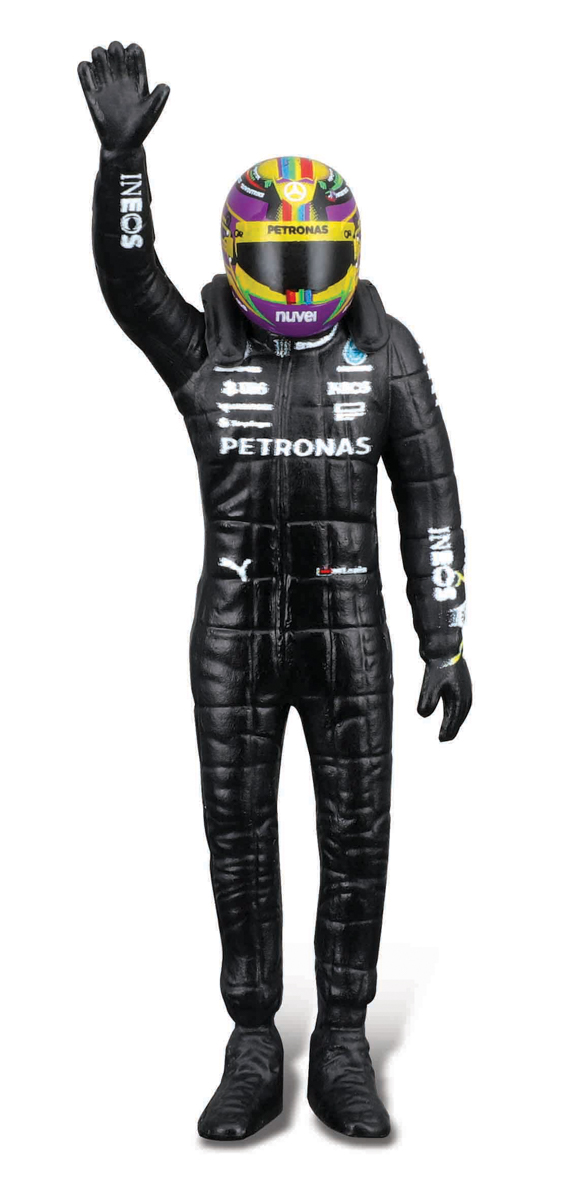 Bburago - RACE Formule F1 s figurkou jezdce, Mercedes-AMG W14 E Performance (2023) #44 Hamilton,1:24