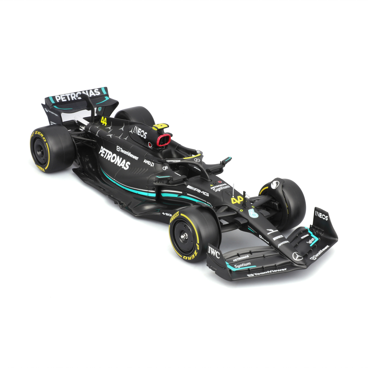 Bburago - RACE Formule F1 s figurkou jezdce, Mercedes-AMG W14 E Performance (2023) #44 Hamilton,1:24