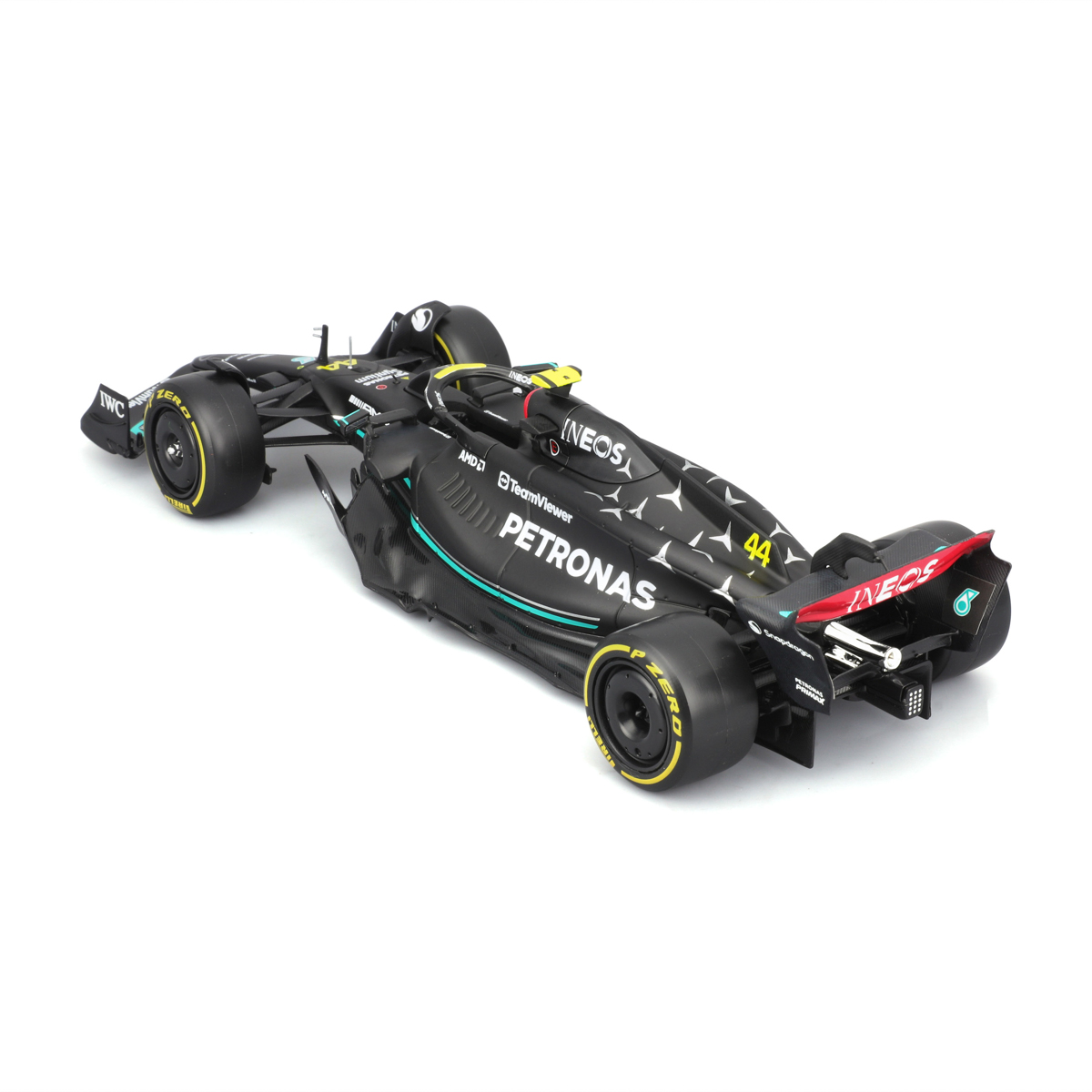 Bburago - RACE Formule F1 s figurkou jezdce, Mercedes-AMG W14 E Performance (2023) #44 Hamilton,1:24