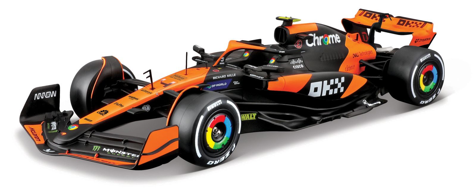Bburago - RACE Formule F1 s figurkou jezdce, McLaren F1 Team MCL38(2024), #4 Lando Norris, 1:24