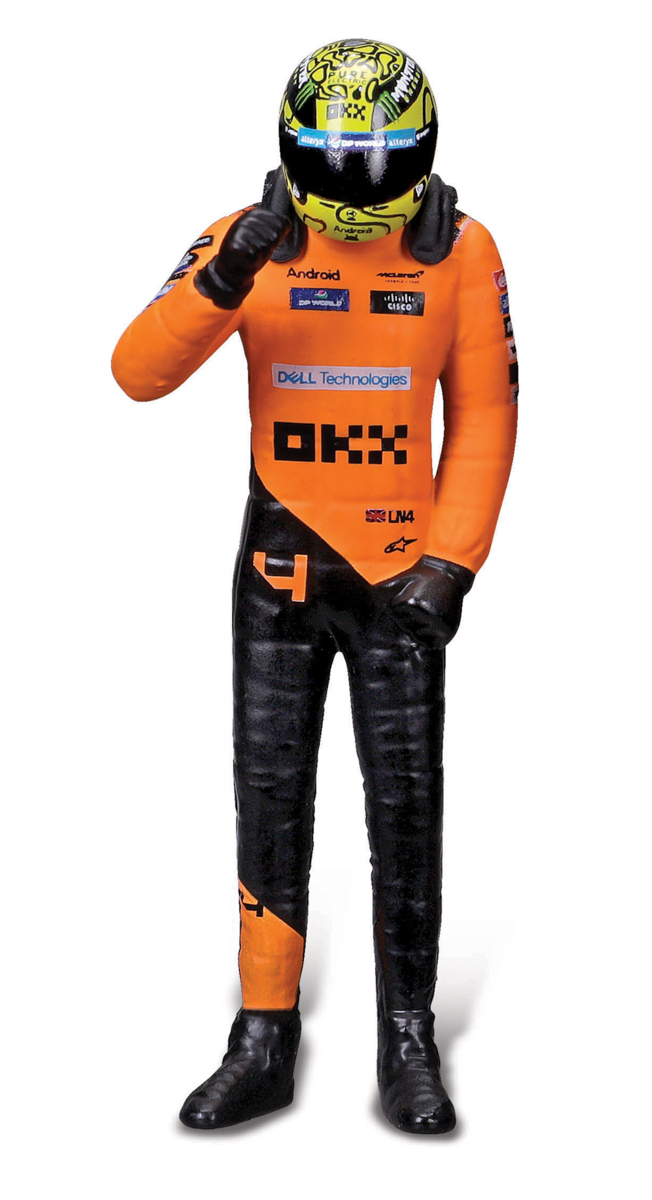 Bburago - RACE Formule F1 s figurkou jezdce, McLaren F1 Team MCL38(2024), #4 Lando Norris, 1:24