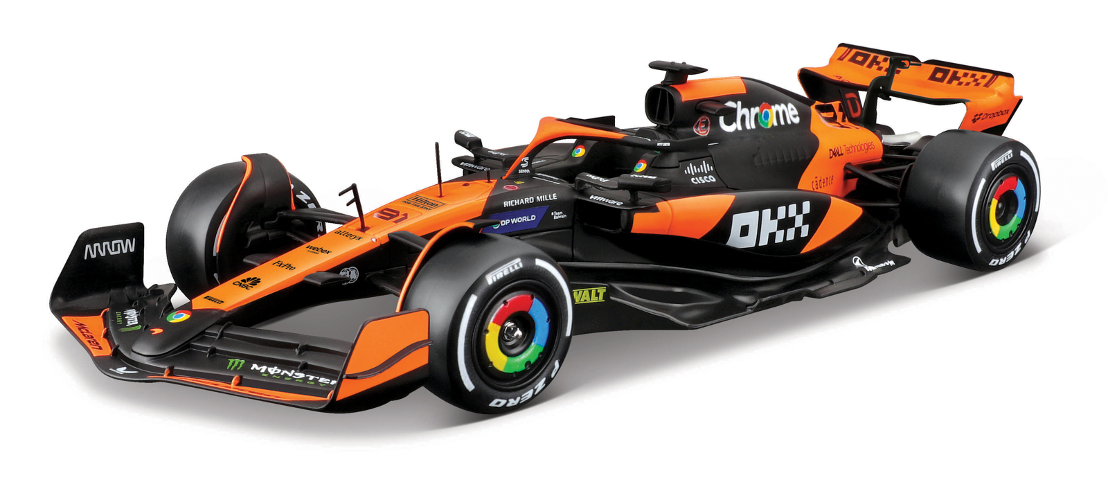 Bburago - RACE Formule F1 s figurkou jezdce, McLaren F1 Team MCL38(2024), #81 Oscar Piastr, 1:24