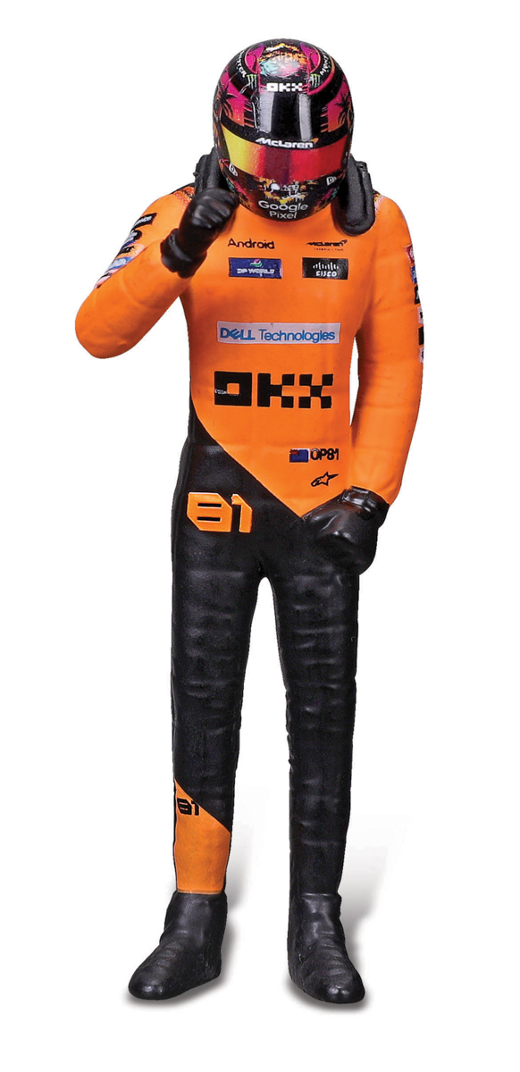 Bburago - RACE Formule F1 s figurkou jezdce, McLaren F1 Team MCL38(2024), #81 Oscar Piastr, 1:24