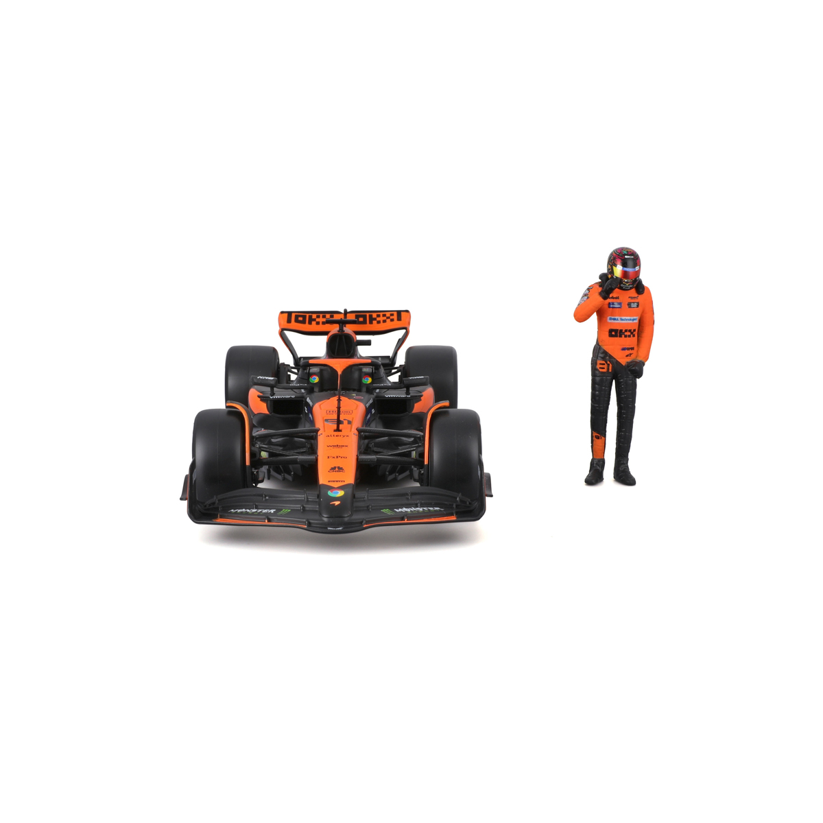 Bburago - RACE Formule F1 s figurkou jezdce, McLaren F1 Team MCL38(2024), #81 Oscar Piastr, 1:24
