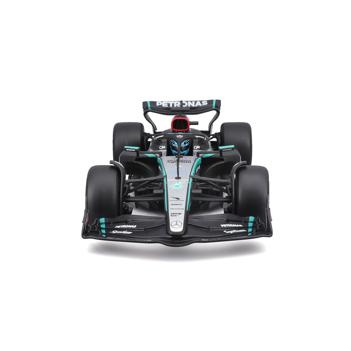 Bburago - RACE F1 v dekorativním boxu, Mercedes-AMG Petronas W15 (2024), #63 George Russell, 1:24