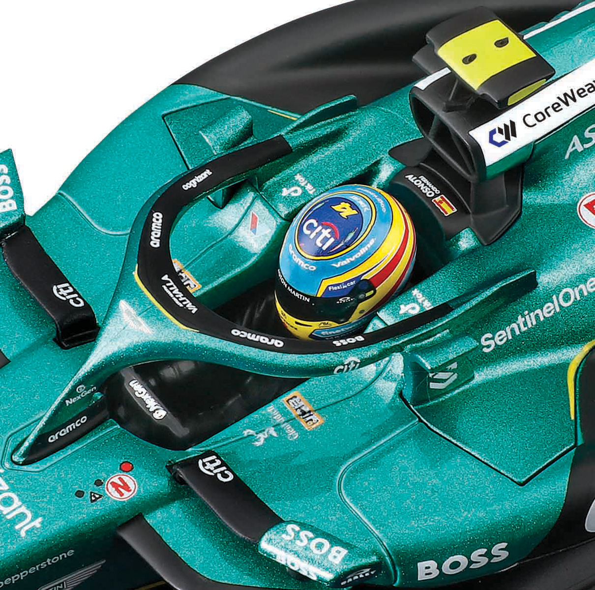 Bburago - RACE F1 v dekorativním boxu, Aston Martin AMR25 (2025), #14 Fernando Alonso, 1:24