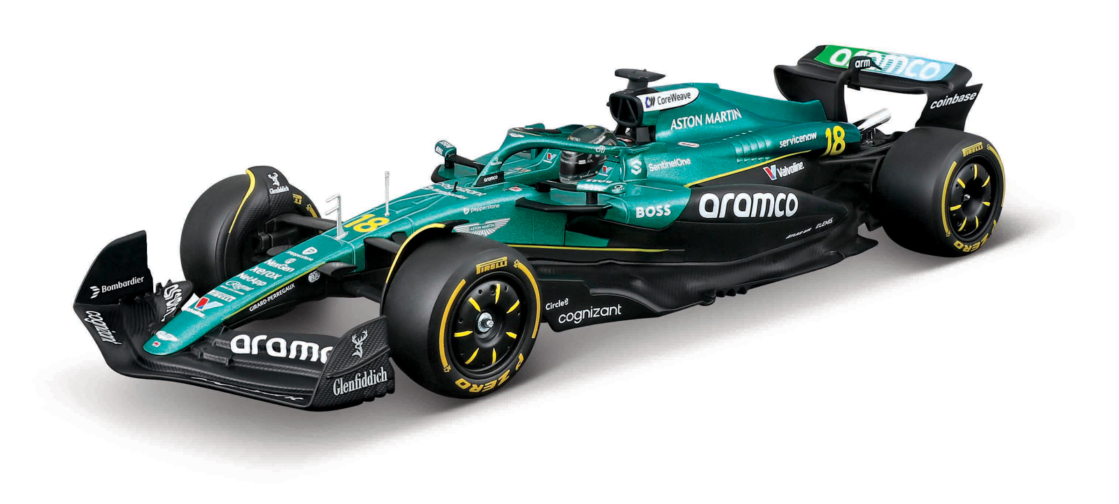 Bburago - RACE F1 v dekorativním boxu, Aston Martin AMR25 (2025), #18 Lance Stroll, 1:24