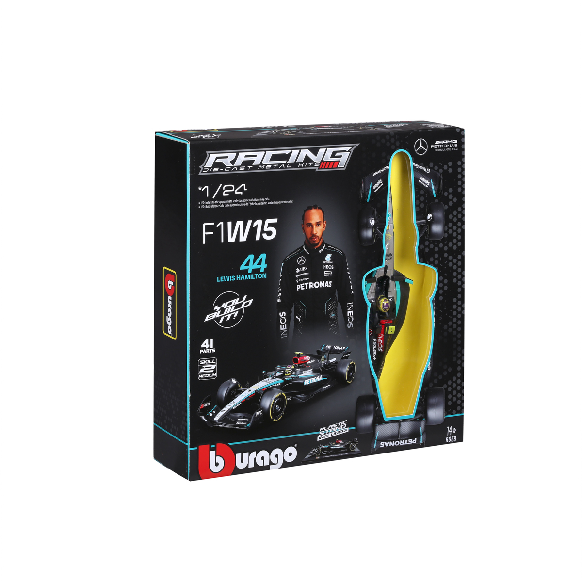 Bburago - RACING MODEL KIT, Formule Mercedes-AMG Petronas W15 (2024), #44 Lewis Hamilton, 1:24