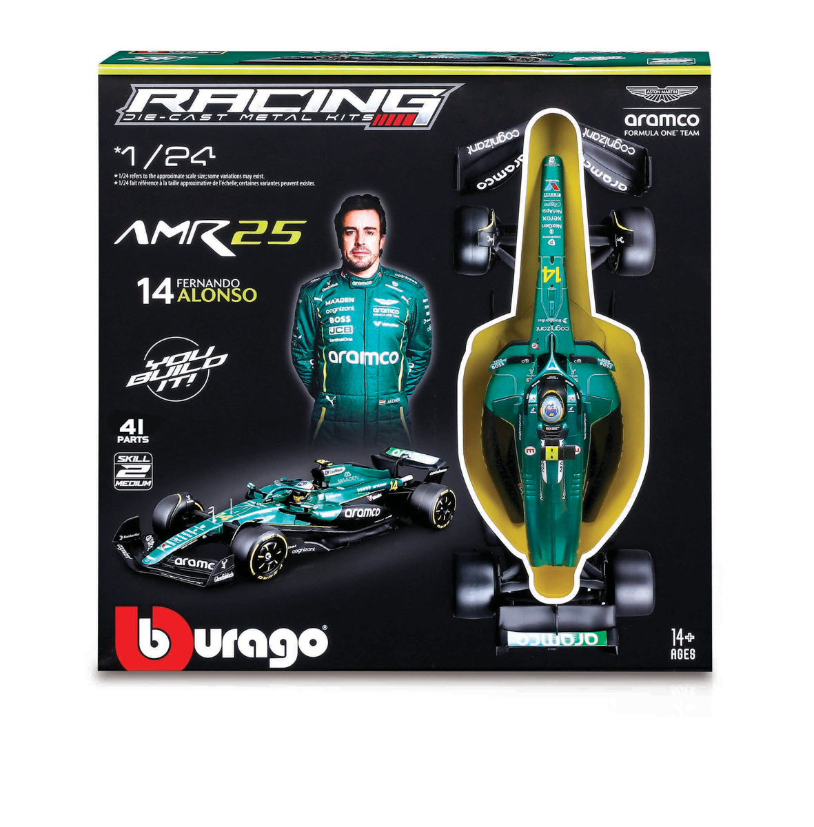 Bburago - RACING MODEL KIT, Formule Aston Martin AMR25 (2025), #14 Fernando Alonso, 1:24