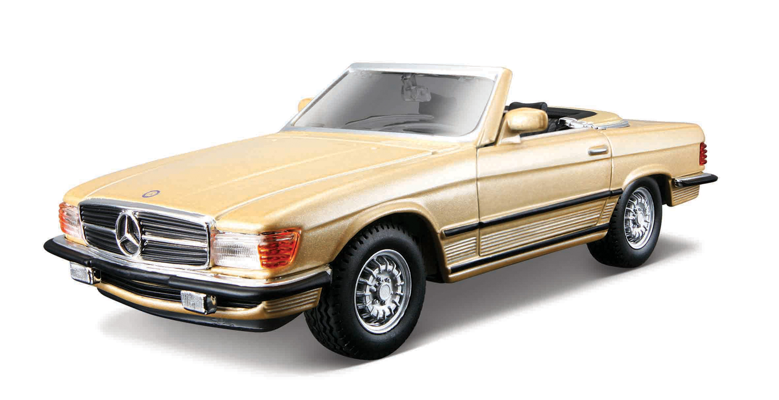 Bburago - Auta HOBBY, Mercedes - Benz 450 SL (1977), zlatá metalíza, 1:32