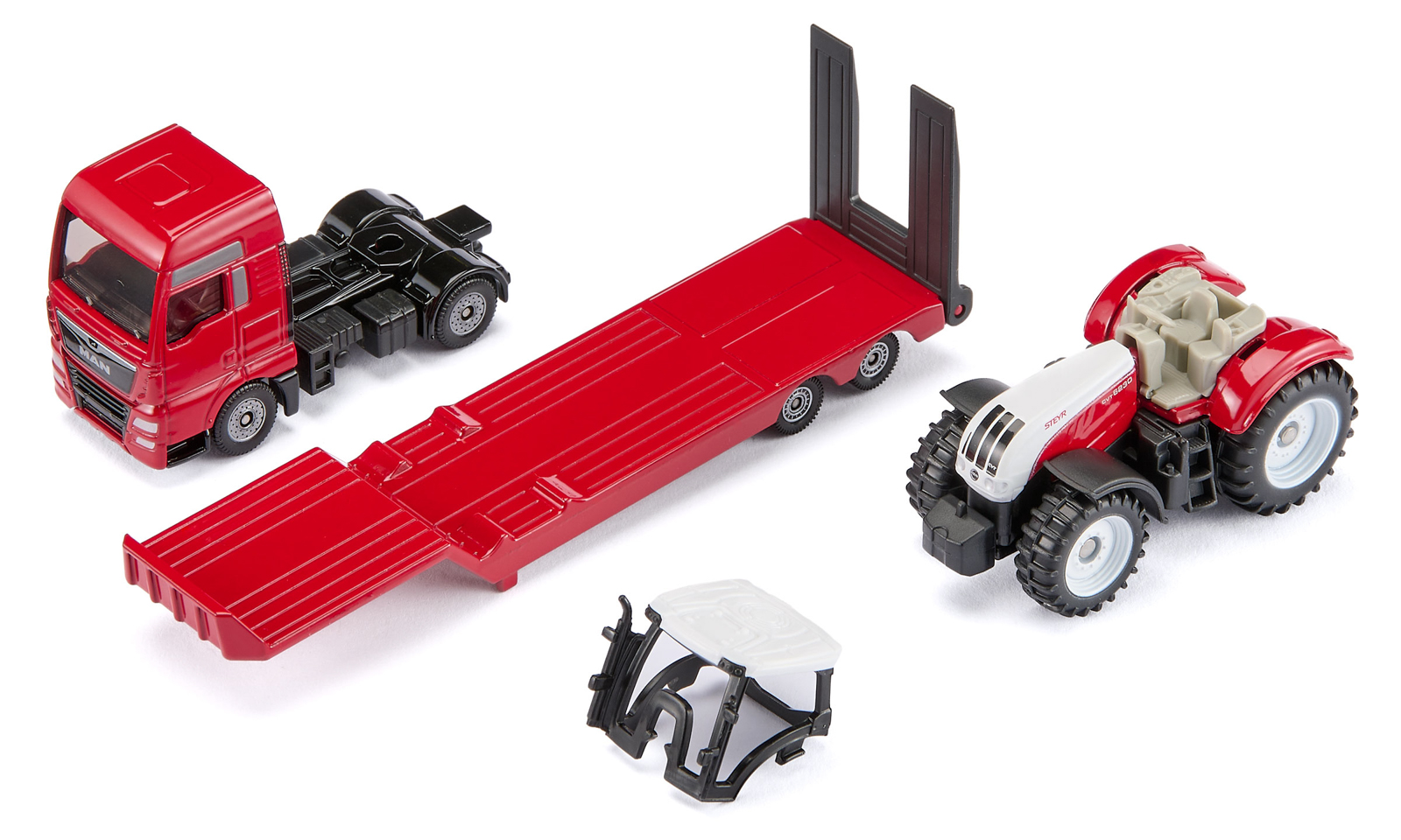 SIKU Super - Tahač MAN s návěsem a traktorem Steyr