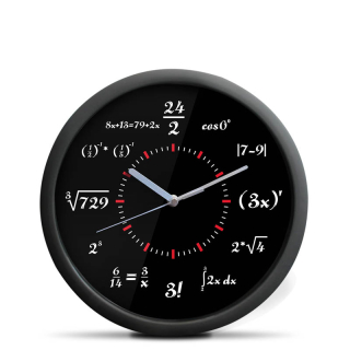 Matematické nástěnné hodiny Deluxe, Černé průměr 30 cm