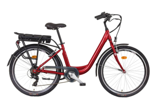 Liberty elektrokolo e-VIA 6 spd 26" zadní motor, 36V/17,5Ah, 2026 červené, Přední vidlice Odpružená