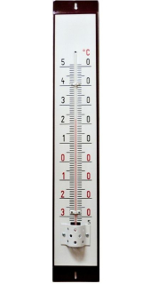 Venkovní teploměr smaltovaný, Hnědobílý 860x140 mm, Motiv Srnec