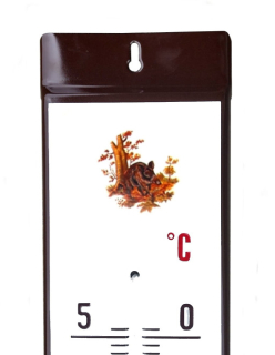 Venkovní teploměr smaltovaný, Hnědobílý 500x95 mm, Divoký kanec