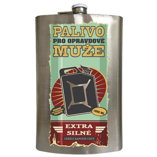 Nerezová placatka 1,8 litru, Palivo pro opravdové muže