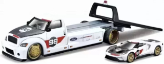 Maisto Flatbed, Ford GT Heritage Edition 2021, bílá, s číslem 98, 1:64